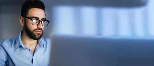 businessman at screen